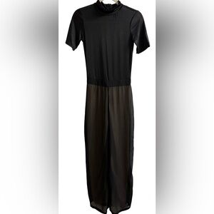 UNIQ MOC TURTLENECK SHORT SLEEVE BLACK WIDE LEG JUMPSUIT SIZE: SMALL  NWT